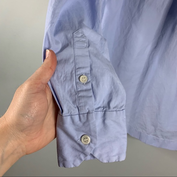 Theory Womens Solid Light Blue Wide Placket Popover Shirt Blouse Cotton Small S - Picture 8 of 13